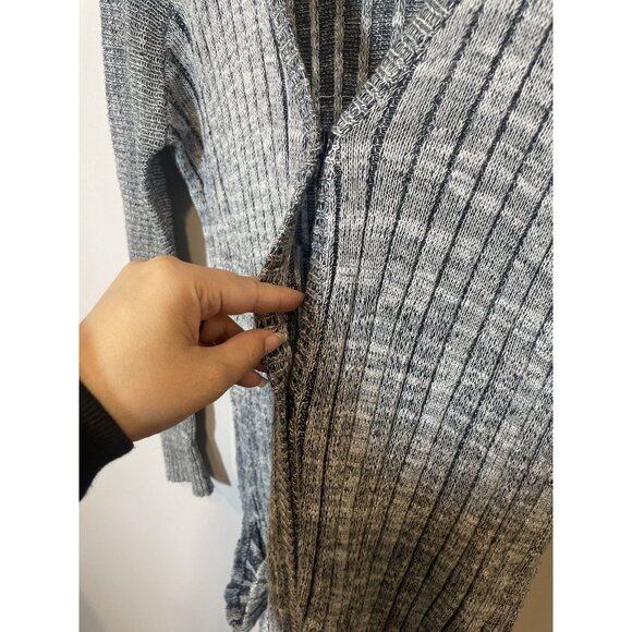 Free People Shadow Stripe Knit Duster Cardigan Longline Gray Size XS Minimalist - Picture 9 of 10